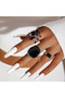 Wynter Model Set of 3 Black Natural Stone Look Silver Color Ring Combination - 2