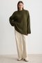 Oversize Basic Uzun Kadın Haki Kazak - 6