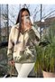 Deer Patterned Half Zipper Plush Sweatshirt