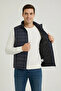 Men's Inflatable Zippered Water Repellent Quilted Lined Vest with Pockets - Navy Blue - 4