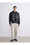 Ozmarka New Season Standard Fit Shirt Collar Men's Leather Look Jacket - 2