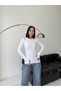 Women's 2-Piece Basic Crew Neck White Bodysuit with Finger Loops and Cotton Finger Detail Blouse - 5