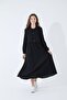 Black Wrinkled Fabric Lace-Up Sweater Girl's Long Dress Set 23518