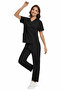 Black Stretch Fabric Stain Resistant Batwing Sleeve Nurse and Doctor Uniform Set Hospital Uniform - 2