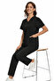 Black Stretch Fabric Stain Resistant Batwing Sleeve Nurse and Doctor Uniform Set Hospital Uniform