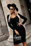 Women's Long Sleeve V-Neck Short Camisole Dress - 2