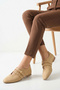 Women's Double Strap Studded Casual Ballet Flats Camel Suede - 4