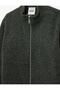 Stand Collar Long Sleeve Zippered Cashmere Jacket - 5