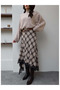 Brown 100% Cotton Plaid Skirt with Lace Detail - 0783 - 2