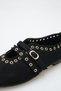 Women's Double Strap Studded Casual Ballerinas Black Suede - 5