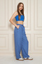 Women's Trend High Waist Elastic Indigo Loose Pants - 3