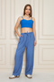 Women's Trend High Waist Elastic Indigo Loose Pants - 4