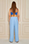 Women's Trend High Waist Elastic B.Blue Loose Trousers - 8