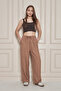 Women's Trend High Waist Elastic S.Brown Loose Trousers - 5