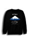 Ağrı - 04 - Dağ - Ağrı Dağ - Şehir Printed Unisex 100% Cotton Crew Neck Black Sweatshirt
