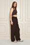 Women's Trend High Waist Elastic Brown Loose Pants - 3