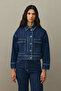 Denim Jacket with Pockets Dark Blue - 3