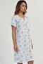 Women's Plus Size Short Sleeve Blue Nightgown 100% Cotton Cot272894 - 3