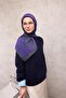 Viskose Velora Scarf Dark Purple Antique Patterned Tok Duruşlu 90X90 - 3