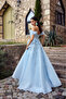 Women's Long Evening Dress with Stone Embroidered Bodice 6471 Baby Blue - 3