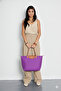 Folding Zippered Large Size Women's Handbag and Shoulder Bag Purple 💜 - 7