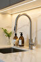 Home 2-Piece Amber Glass Soap Dispenser Set 500 ml - Kitchen Set with Sponge Compartment and White Metal Stand - 4