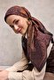 Viskose Velora Scarf Dark Plum Antique Patterned Tok Duruşlu 90X90