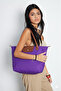 Folding Zippered Large Size Women's Handbag and Shoulder Bag Purple 💜 - 3