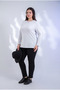 Plus Size Crew Neck Basic Blouse White - 4