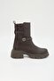 Women's Brown Genuine Leather Buckle Thick Sole Short Boots - 3