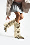 Diva Gold Metal Dust Cover Zipper Detailed 6 cm Heeled Boots