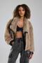 Women's Fur Collar Sleeves Leather Detailed Premium Quality Design Coat Jacket - 2