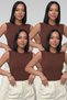 Women's 2 Coffee 2 Coffee Crew Neck Cotton Sleeveless Bodysuit Zero Sleeve Bodysuit Cotton T-Shirt Beige Crew Neck