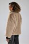 Women's Fur Collar Sleeves Leather Detailed Premium Quality Design Coat Jacket - 4