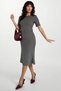Anthracite Stitching Detailed Belt Buckle Short Sleeve Midi Dress Alc-X15057 - 2