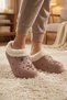 Beige Color Plush Inside Sabo Slippers with Gold Buckle - 3