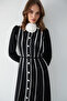 Piped Brooch Crepe Dress 32-2639 - 6