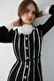 Piped Brooch Crepe Dress 32-2639 - 5