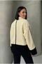 Women's Cream Black Plush Fleece Jacket - 3