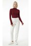 Women's Burgundy Finger Detail Semi-Turtleneck Bodysuit - 2