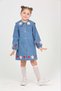 Girl's Floral & Heart Detailed Denim Dress – Long Sleeve, Buttoned, Comfortable Fit - 3