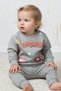 Rocha Baby Gray Floral 2-Piece Set with the Words'Happy' - Boucle Embroidered Cotton Transitional Set - 3