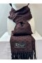 Men's Kaşkol Scarf Woolen Burgundy Black - 3