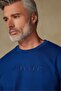 Sweatshirt Knitted Fabric Cotton Comfort Fit Cobalt Crew Neck Men's Embroidered Sweatshirt - 2