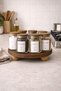 Set of 7 Glass Spice Jars with Wooden Lids |   Top Stand with Wooden Stand |   12 Spice Labels - 3