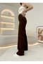 Women's Bitter Brown Stretch Fabric Super High Waist Wide Leg Denim Palazzo Pants - 7