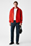 سترة رياضية حمراء للرجال من ASHBY بتصميم صندوقي مع بغطاء رأس جيوب بسحاب وحزام