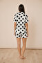 Ecru Shirt Collar Polka Dot Woven Women's Pajama Set - 2