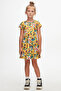 Girl's Cheerful Mushrooms Pattern Short Sleeve Flared Skirt Dress