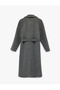Long Sleeve Pocketed Belted Buttoned Long Melton Coat - 2